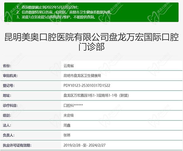 昆明美奧口腔醫(yī)院正規(guī)資質(zhì)